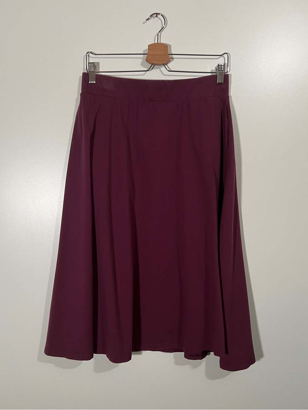 Pact Organic Cotton Fit & Flare A-Line Skirt Midi Length Size Large Plum Purple - Picture 5 of 9